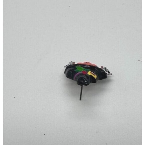 BEST Jack O Lantern Pumpkin Brooch Pierced Earrings Set Enamel Halloween Witch - Picture 11 of 14